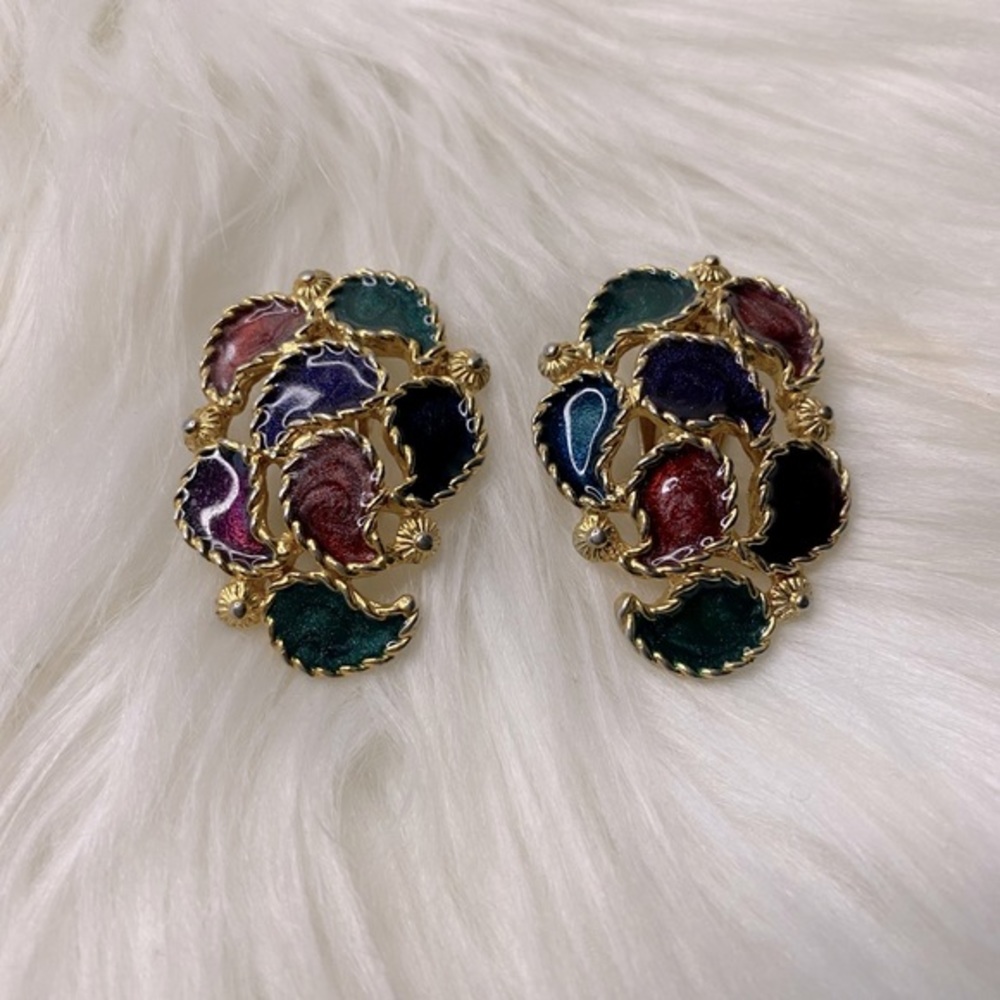 Vintage Clip-On Gold tone Geometric Earrings